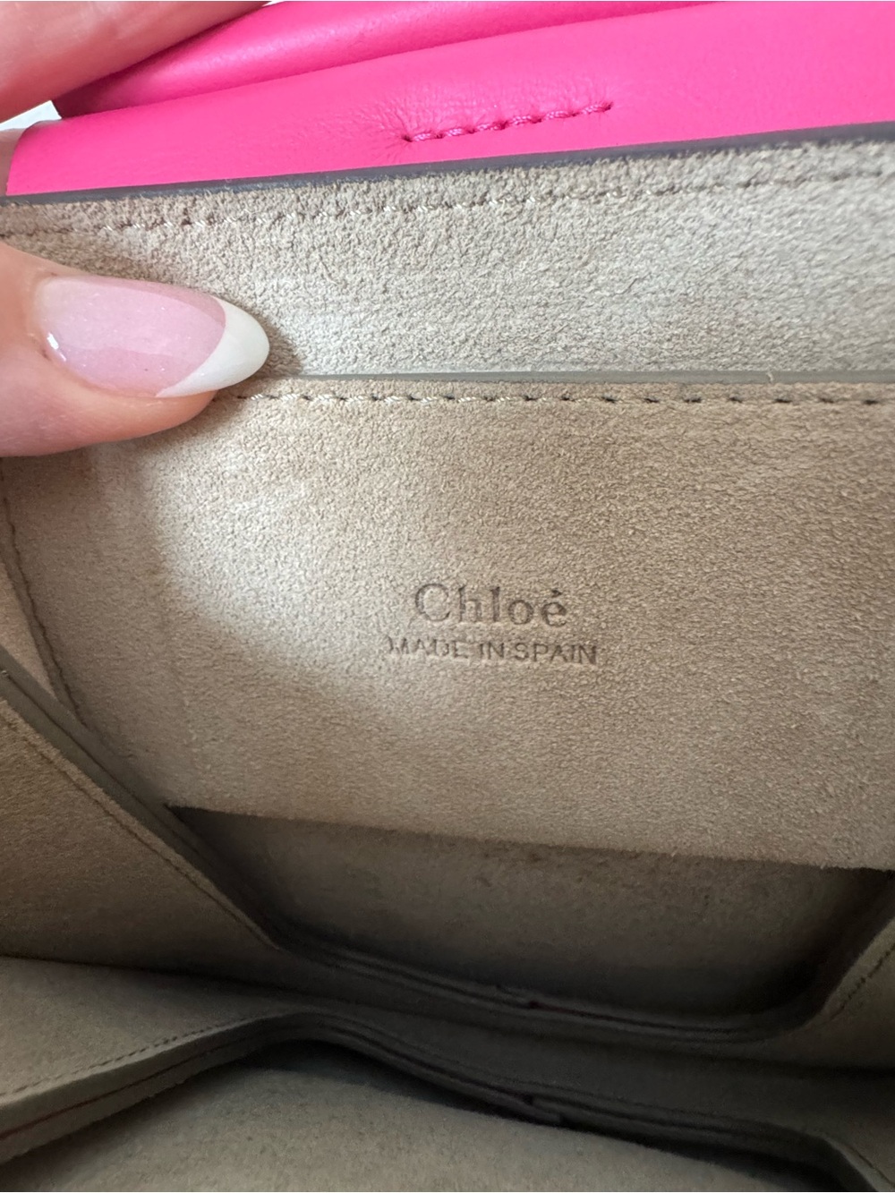 Chloe Two-Tone Pink & Fuchsia Leather Crossbody with Gold Ring Detail - Picture 2 of 3